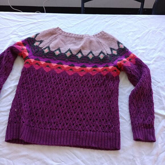American Eagle Y2K LooseOpen Weave Sweater XL Wool Blend Nordic Faire Isle Look - Picture 3 of 9